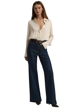 Favorite Daughter THE MISCHA Super High Rise Wide Leg Pepper Wash Size 32